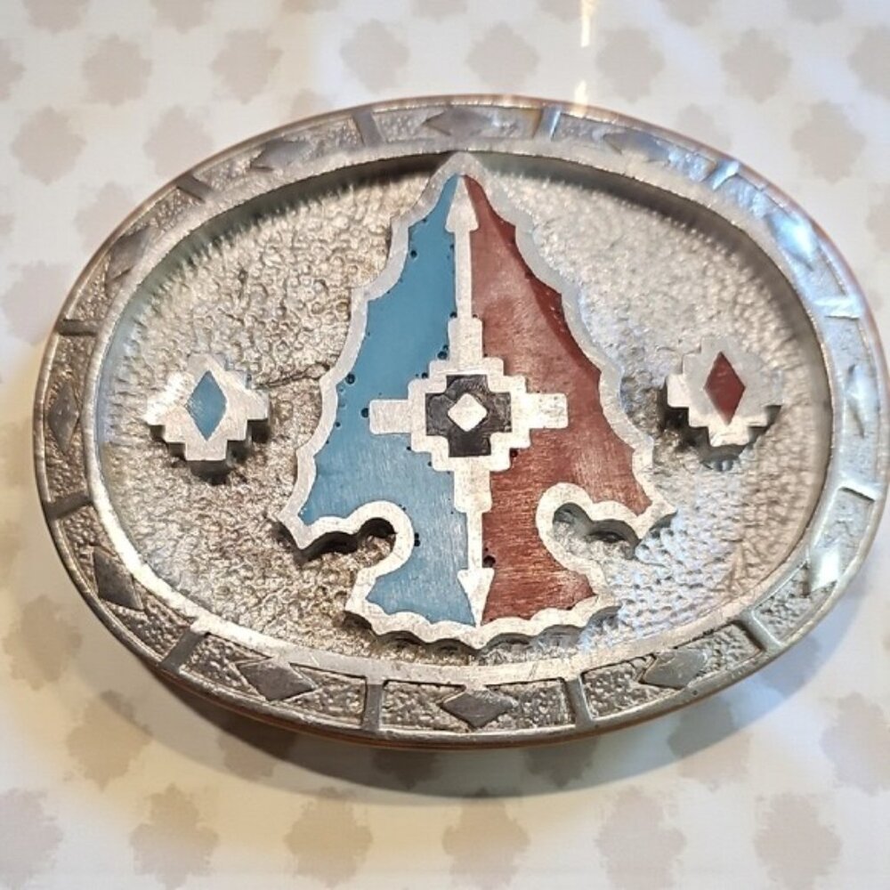 Vintage G&S Southwestern Native American-inspired belt buckle arrowhead metal - Picture 2 of 9